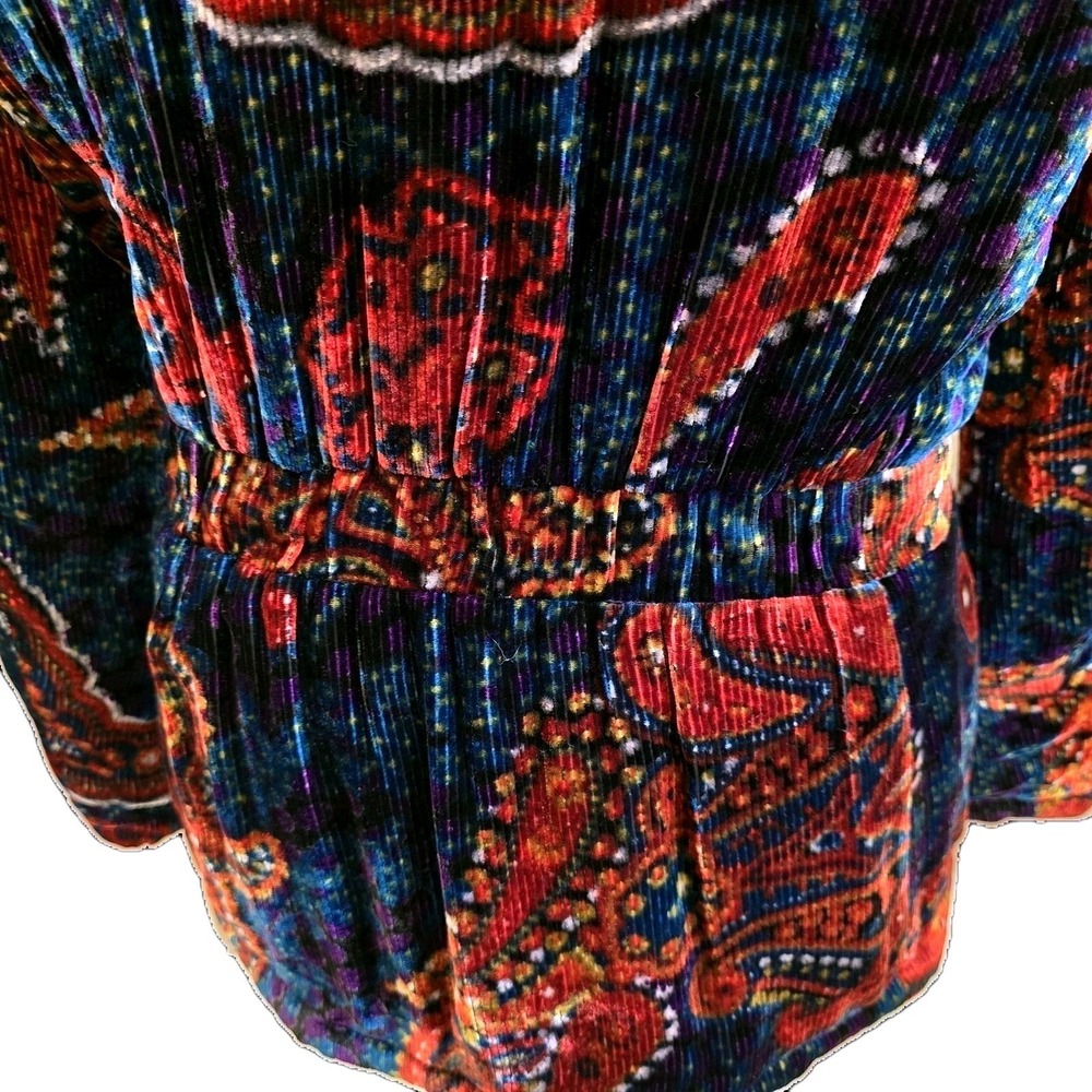 Etcetera Velvet Paisley Fitted Jacket Silk Blend Quilted Lined Boho Luxe Women 4 - Picture 7 of 13